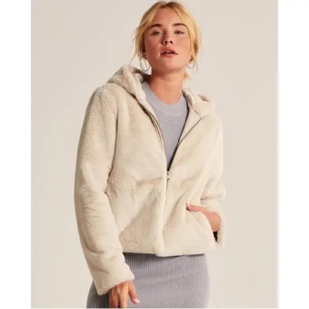 ISO: Abercrombie & Fitch Women’s Cream Faux Fur Hoodie